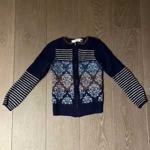 Anthropologie Sparrow Wool Mohair Blend Zip Up Sweater Navy Blue M